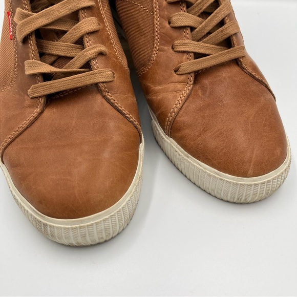 Chrome Men's Brown Leather & Mesh Lace Up Low Top Casual Sneakers 9.5 Skater - Picture 2 of 16